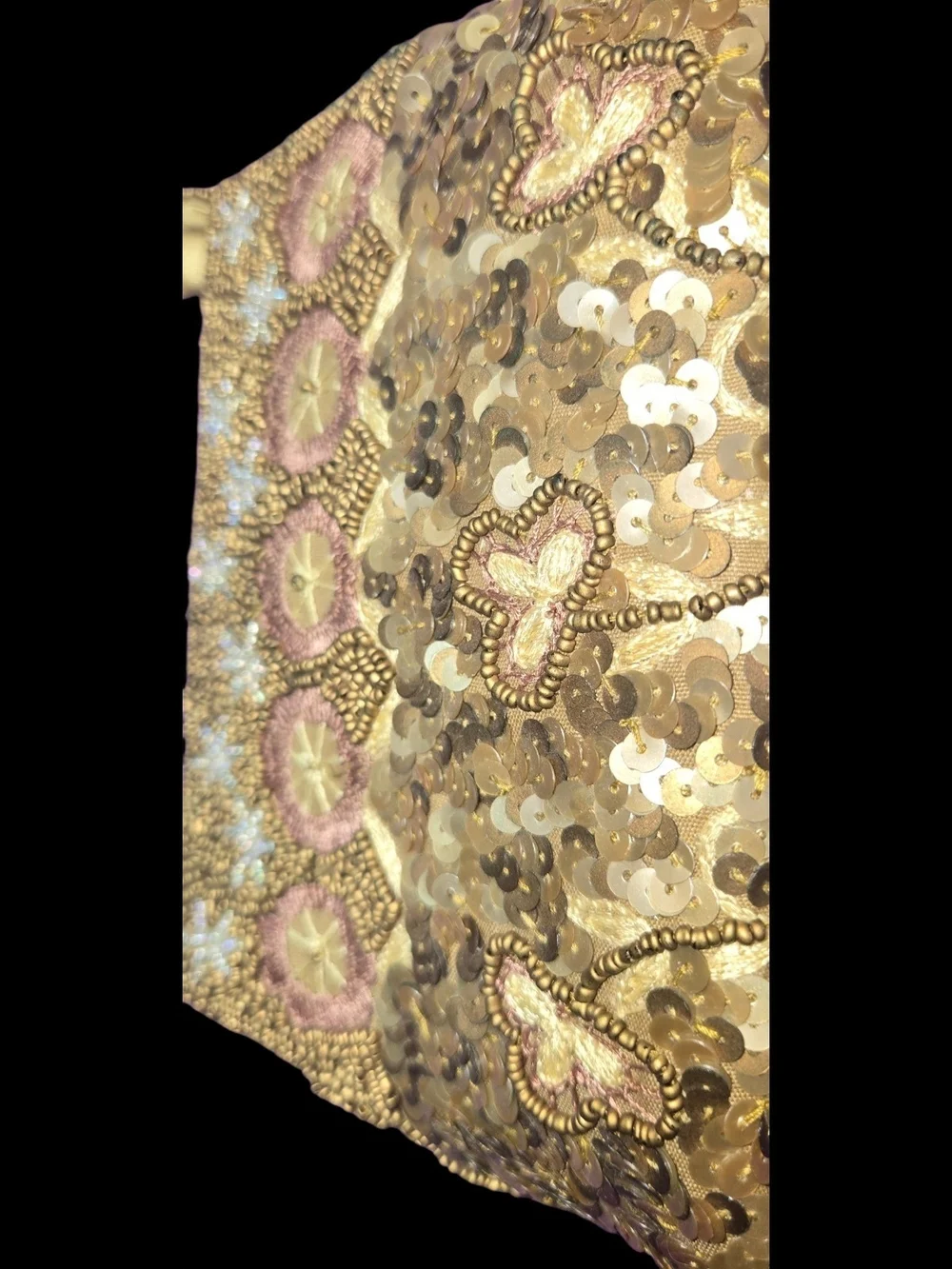 Vintage Art Deco UK Pat 151024 Embellished Beaded Sequin Handbag in Champagne